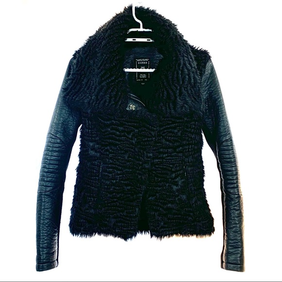 Guess Faux Fur Leather Jacket - Picture 2 of 7